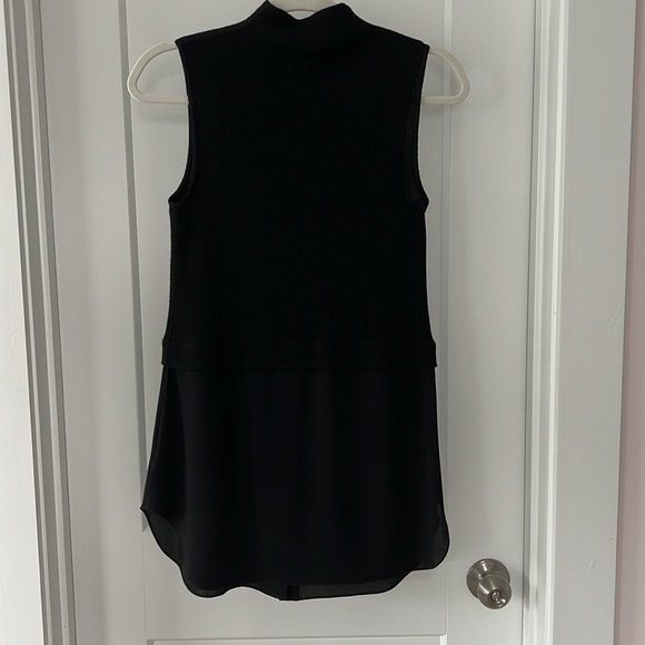 Theory sleeveless combo tunic, wool blend on top, silk button down bottom size s - Picture 9 of 10